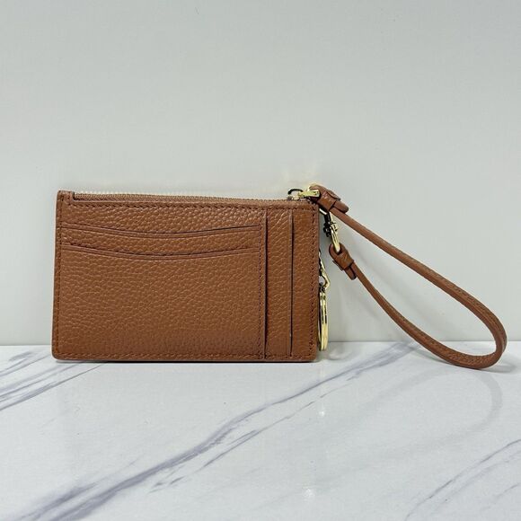 NWOT 100% Cow Leather Cardholder And Wallet With Keychain And Strap Clasp Brown - Picture 2 of 6